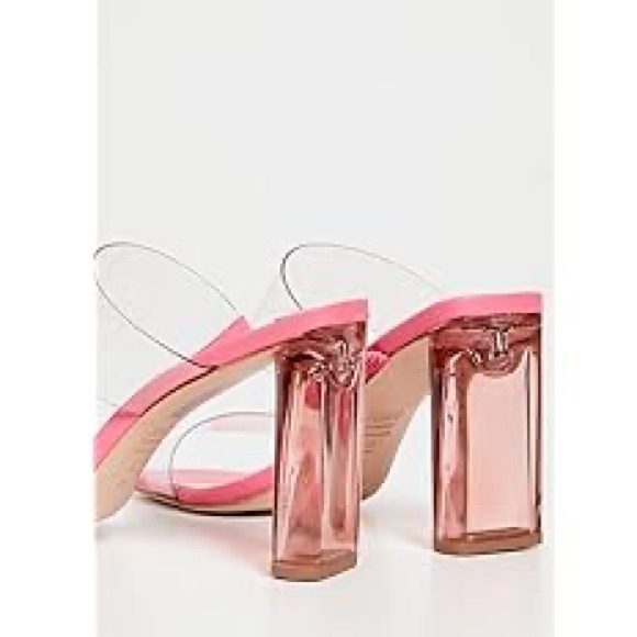 SCHUTZ Ariella Acrylic Heels Pink Clear-Strap Block Heel Sandals Size 8 - Picture 4 of 15